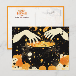 Postal Festiva Magia de la Bruja en Halloween Cauldron