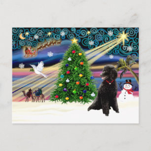 Postal Festiva Magia de Navidad-Caniche-Estándar-negro