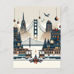 Postal Festiva Magia Navideña de la Puerta Dorada San Francisco N