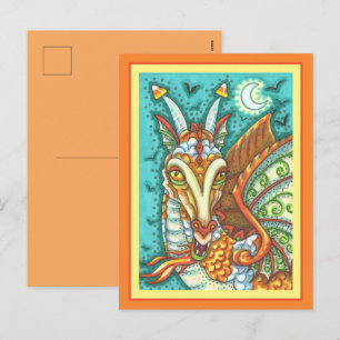 POSTAL FESTIVA MAGIC CANDY CORN DRAGON, HALLOWEEN FANTASY BEAST