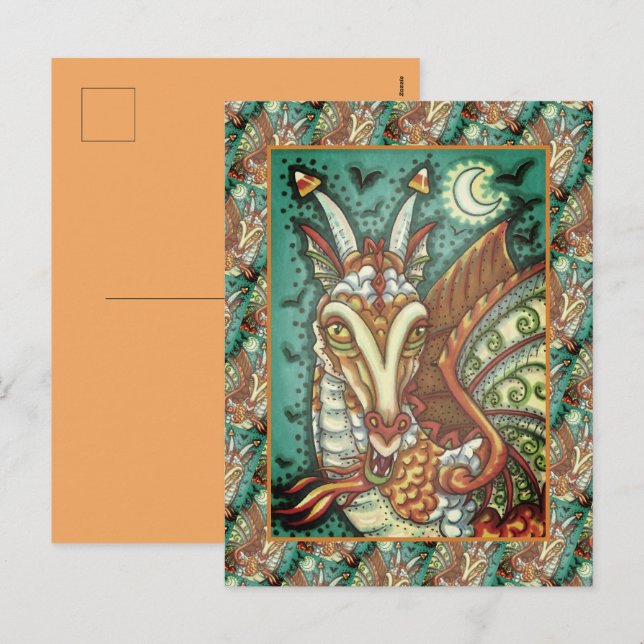 POSTAL FESTIVA MAGIC CANDY CORN DRAGON, HALLOWEEN FANTASY BEAST (Anverso / Reverso)