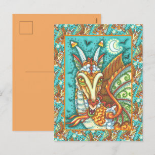 POSTAL FESTIVA MAGIC CANDY CORN DRAGON, HALLOWEEN FANTASY BEAST