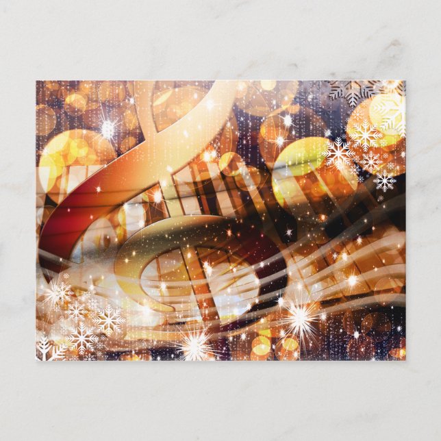 Postal Festiva magical music note piano teacher festive holiday (Anverso)