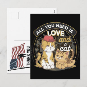 Postal Festiva Mágico Meow Meow Gracias Veteranos Día de los Caíd