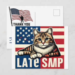 Postal Festiva Mágico Meow Meow Gracias Veteranos Día de los Caíd