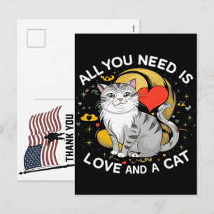 Postal Festiva Mágico Meow Meow Gracias Veteranos Día de los Caíd