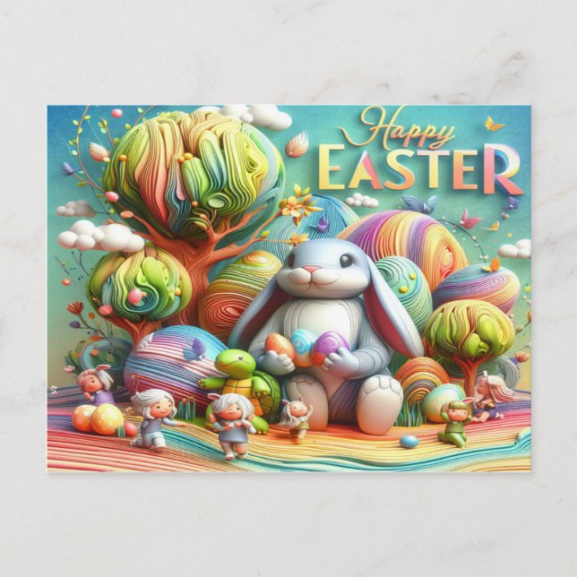 Postal Festiva Magnífico conejito de Pascua (Anverso)