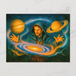 Postal Festiva Mago controlador del espacio en pintura al óleo có