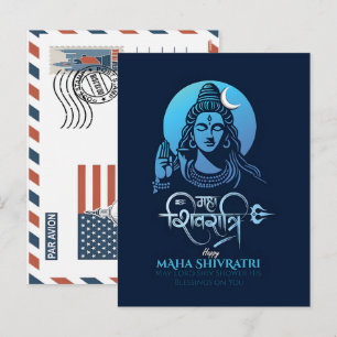 Postal Festiva Maha shivratri en caligrafía hindi con el señor sh