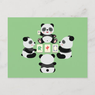 Postal Festiva Mahjong Panda Divertido Lindo
