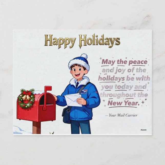Postal Festiva Mail Carrier Thank You Card (Reverso)