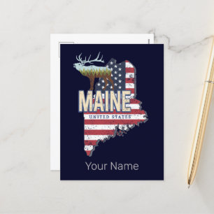 Postal Festiva Maine State United States Map Vintage USA Souvenir
