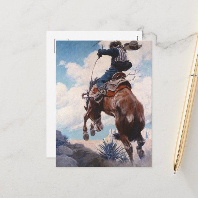 Postal Festiva Maldición por Newell Convers Wyeth (Anverso/Reverso In Situ)