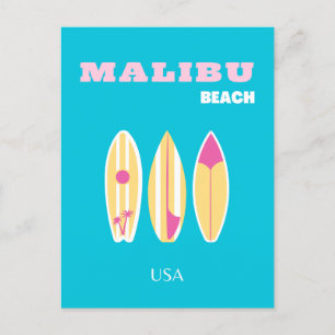 Postal Festiva Malibu, Playa Malibu, Tropical, Preppy, Preppy Art