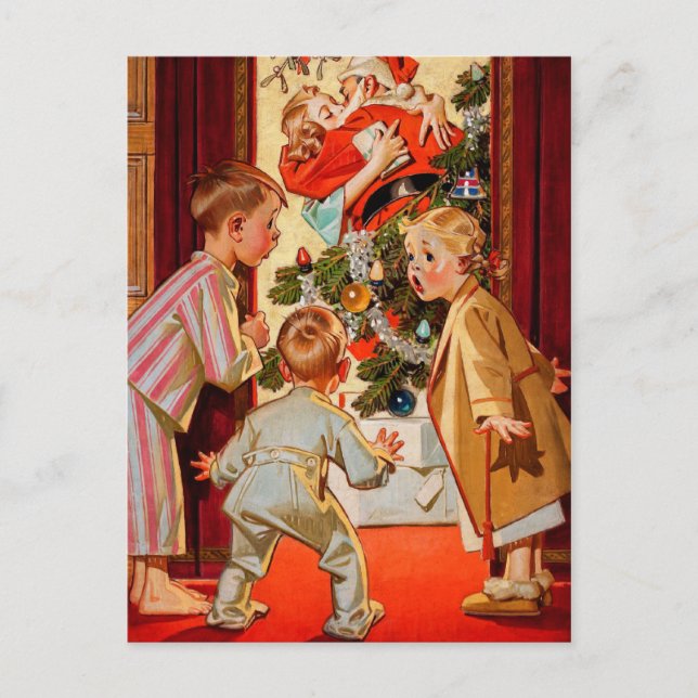 Postal Festiva Mamá besa a Santa Claus (Anverso)