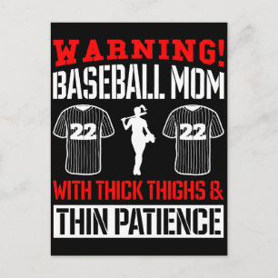 Postal Festiva Mamá de béisbol advertida con muslos gruesos y pap