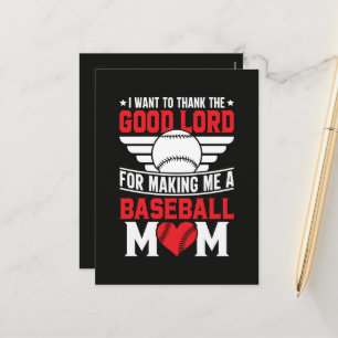 Postal Festiva Mamá de béisbol Madre de deportes Día de partido