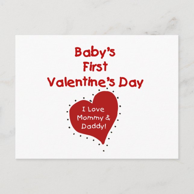 Postal Festiva Mamá del Corazón Rojo y papá Valentine (Anverso)