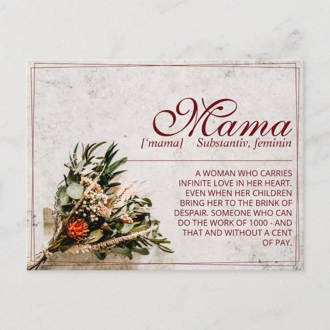 Postal Festiva Mamá - simplemente irremplazable - Bouquet (Anverso)