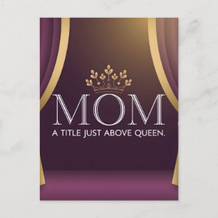 Postal Festiva Mamá sobre el oro morado de la reina corona