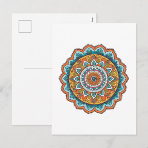 Postal Festiva mandala de varios colores