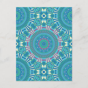 Postal Festiva Mandala geométrica bohemia rusa morada azul