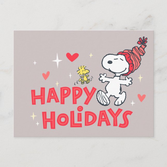 Postal Festiva Maní | Vacaciones felices de Snoopy & Woodstock (Anverso)
