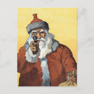 Postal Festiva ¡Manos arriba! - Como Santa Claus mira a algunos d