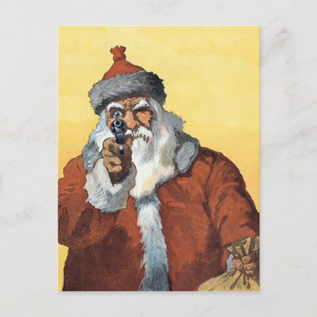 Postal Festiva ¡Manos arriba! - Como Santa Claus mira a algunos d (Anverso)
