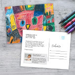 Postal Festiva Mantener el arte de los niños<br><div class="desc">Envía una sonrisa con una postal que es más que un simple mensaje, ¡es una pequeña galería de arte! Este diseño único transforma el encanto de los dibujos de los niños en un collage vibrante y caprichoso, listo para mostrar la creatividad de tu pequeño. Perfecto para compartir, regalar o enmarcar,...</div>