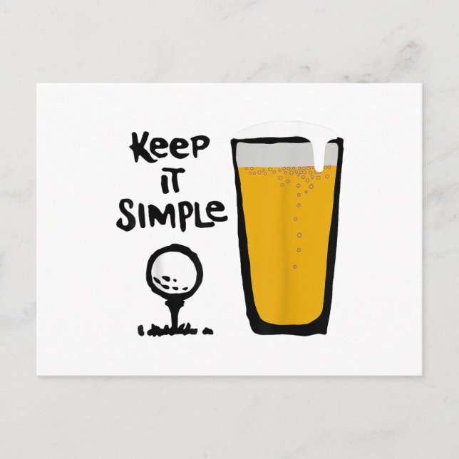 Postal Festiva Manténgalo Simplemente Gracioso Cerveza Golf (Anverso)