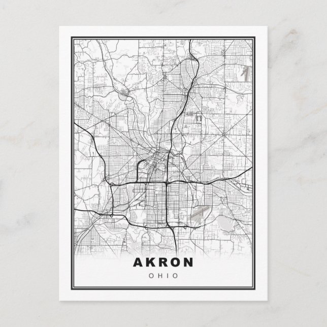 Postal Festiva Mapa de Akron (Anverso)
