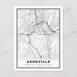 Postal Festiva Mapa de Asheville