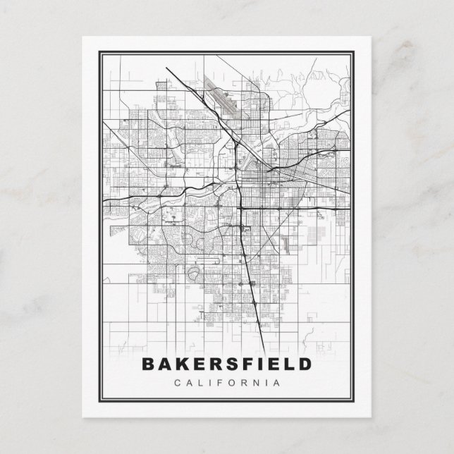 Postal Festiva Mapa de Bakersfield (Anverso)