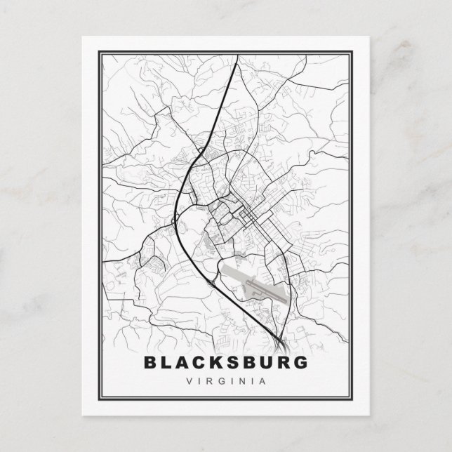 Postal Festiva Mapa de Blacksburg (Anverso)