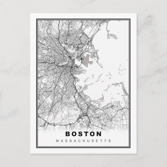Postal Festiva Mapa de Boston (Anverso)