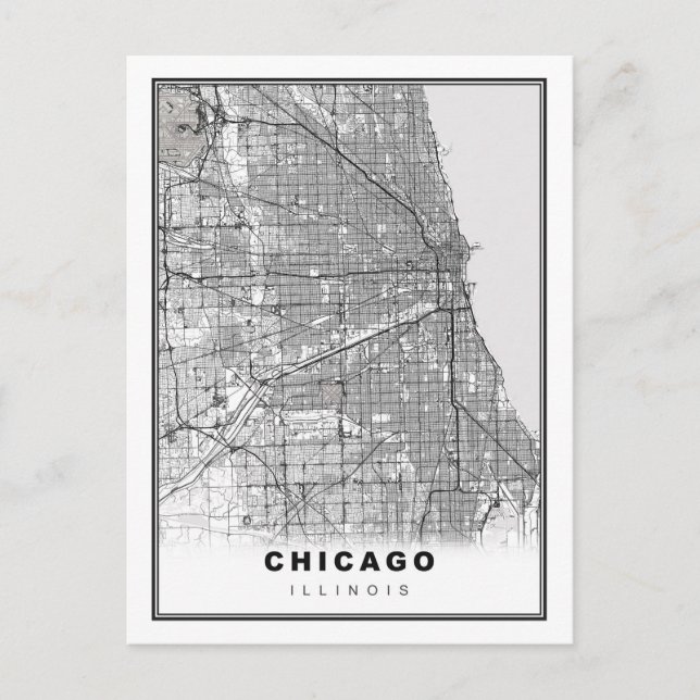 Postal Festiva Mapa de Chicago (Anverso)