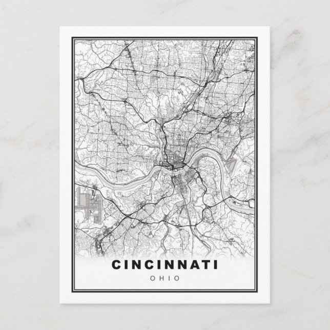 Postal Festiva Mapa de Cincinnati (Anverso)