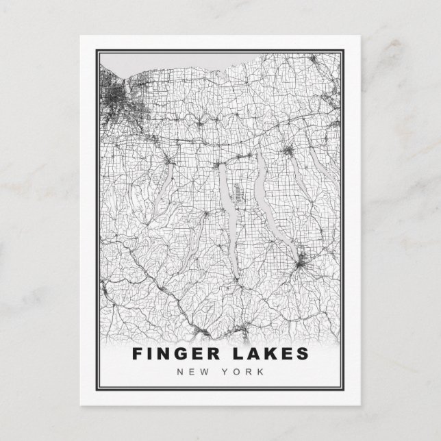 Postal Festiva Mapa de Finger Lakes (Anverso)