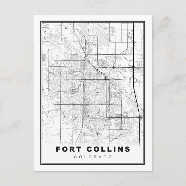 Postal Festiva Mapa de Fort Collins (Anverso)