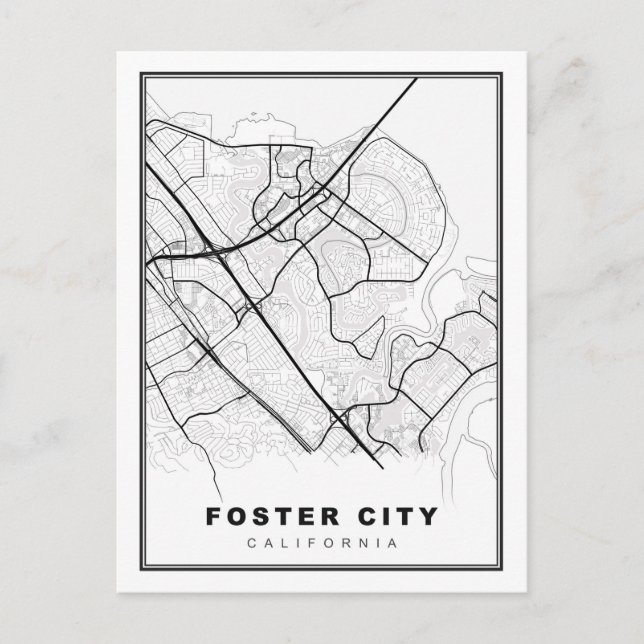 Postal Festiva Mapa de Foster City (Anverso)