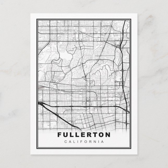 Postal Festiva Mapa de Fullerton (Anverso)