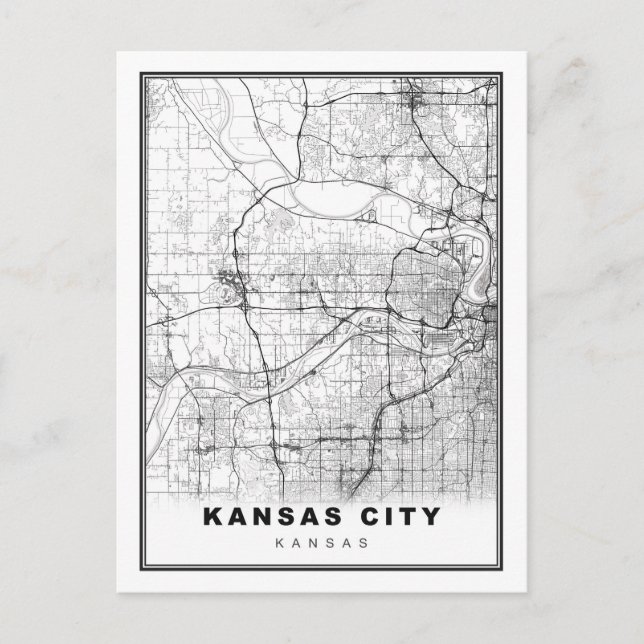 Postal Festiva Mapa de Kansas City (Anverso)