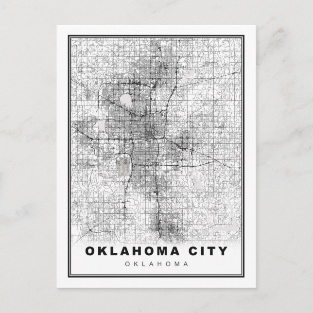 Postal Festiva Mapa de la Ciudad de Oklahoma (Anverso)