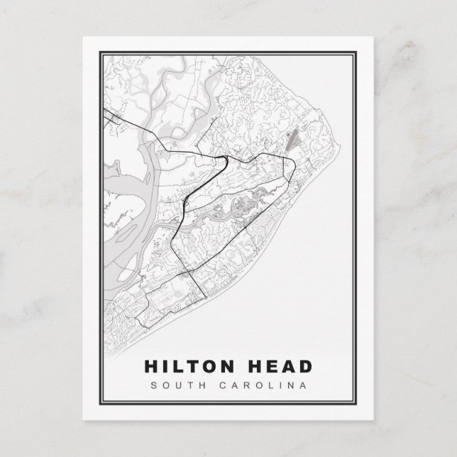 Postal Festiva Mapa de la Isla Hilton Head (Anverso)