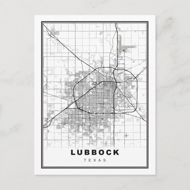 Postal Festiva Mapa de Lubbock (Anverso)