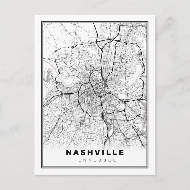 Postal Festiva Mapa de Nashville (Anverso)