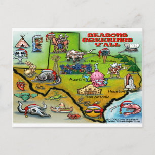 Postal Festiva Mapa de Navidades de TEXAS