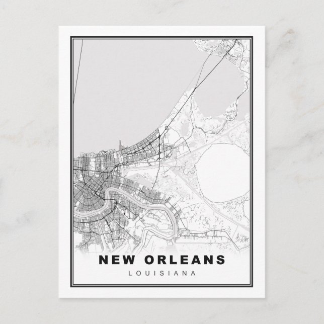 Postal Festiva Mapa de Nueva Orleans (Anverso)