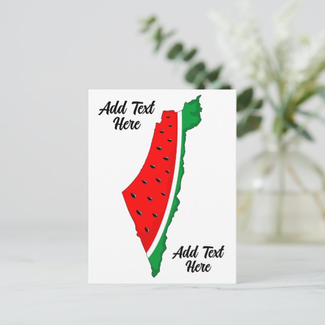 Postal Festiva Mapa de Palestina sandía símbolo de la libertad (Anverso de pie)